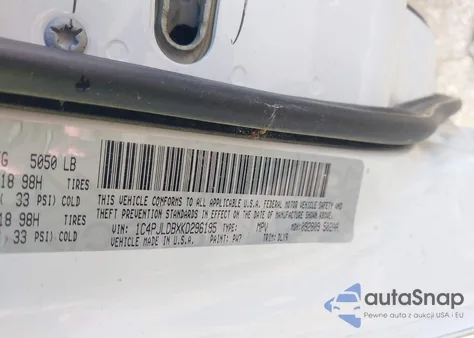 2019 Jeep Cherokee Limited Fwd z USA, uszkodzony, nr VIN 1C4PJLDBXKD296195